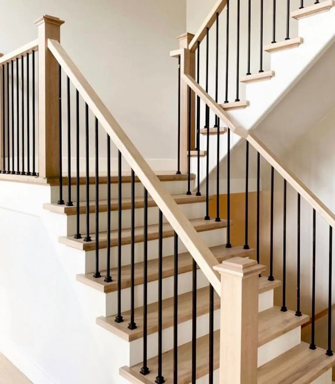 Custom oak tread recapping with crisp flush joints